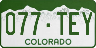 CO license plate 077TEY