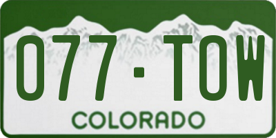 CO license plate 077TOW