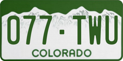 CO license plate 077TWU