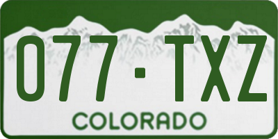 CO license plate 077TXZ