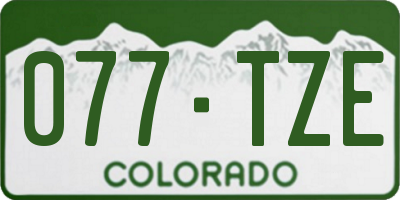 CO license plate 077TZE