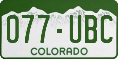 CO license plate 077UBC