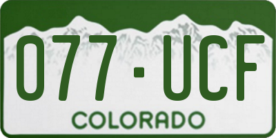 CO license plate 077UCF