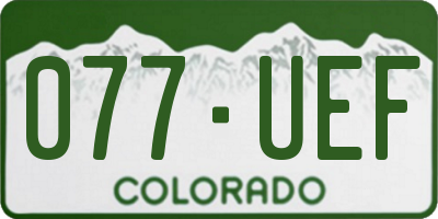 CO license plate 077UEF