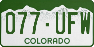 CO license plate 077UFW
