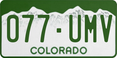 CO license plate 077UMV