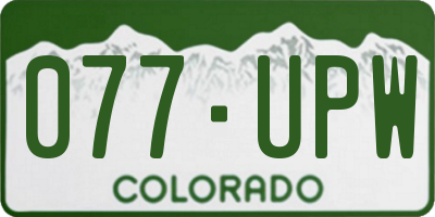 CO license plate 077UPW