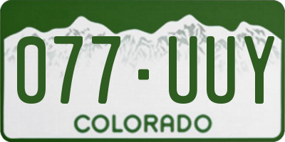 CO license plate 077UUY