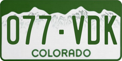 CO license plate 077VDK