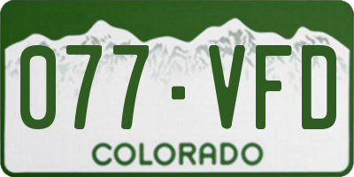 CO license plate 077VFD