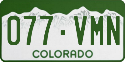 CO license plate 077VMN
