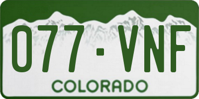 CO license plate 077VNF