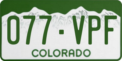 CO license plate 077VPF