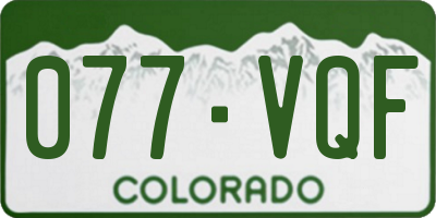 CO license plate 077VQF