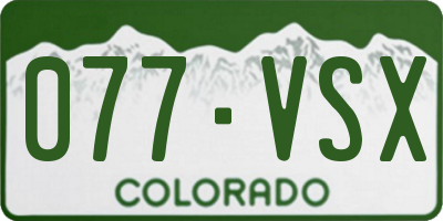 CO license plate 077VSX