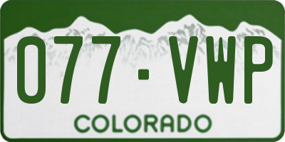 CO license plate 077VWP