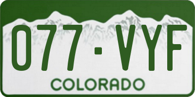 CO license plate 077VYF