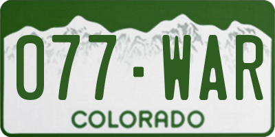 CO license plate 077WAR
