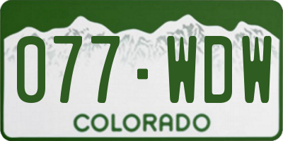 CO license plate 077WDW