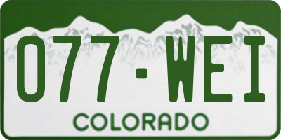 CO license plate 077WEI