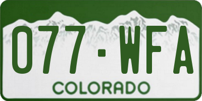 CO license plate 077WFA
