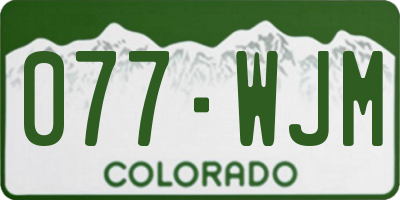 CO license plate 077WJM