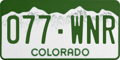 CO license plate 077WNR