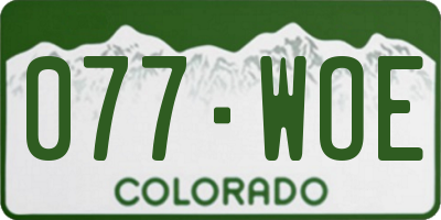 CO license plate 077WOE