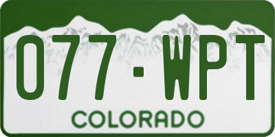 CO license plate 077WPT
