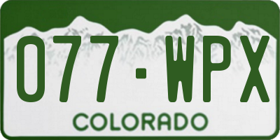 CO license plate 077WPX