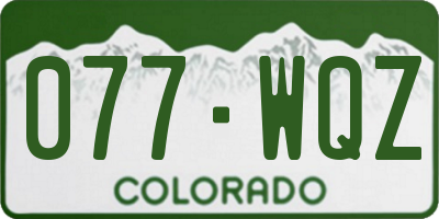 CO license plate 077WQZ