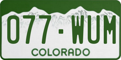 CO license plate 077WUM