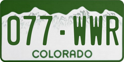 CO license plate 077WWR