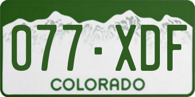 CO license plate 077XDF