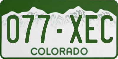 CO license plate 077XEC