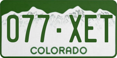 CO license plate 077XET