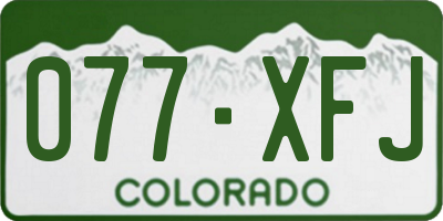 CO license plate 077XFJ