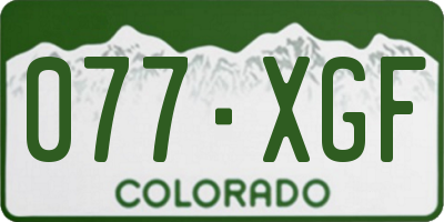 CO license plate 077XGF
