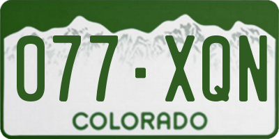 CO license plate 077XQN