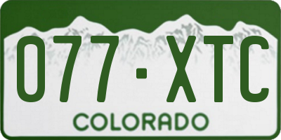 CO license plate 077XTC