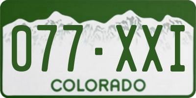 CO license plate 077XXI