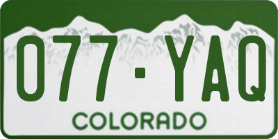 CO license plate 077YAQ
