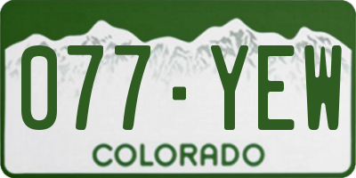 CO license plate 077YEW