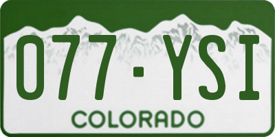 CO license plate 077YSI
