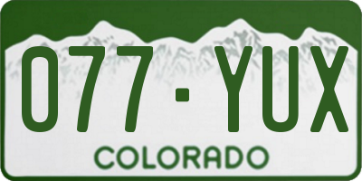 CO license plate 077YUX