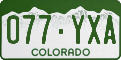 CO license plate 077YXA