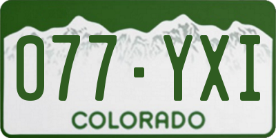 CO license plate 077YXI