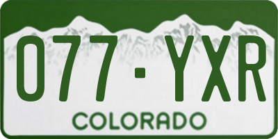 CO license plate 077YXR