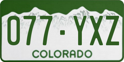 CO license plate 077YXZ