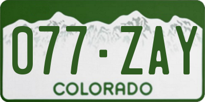 CO license plate 077ZAY